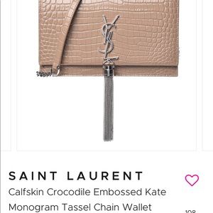 Bnib Saint Laurent kate croc light grey woc